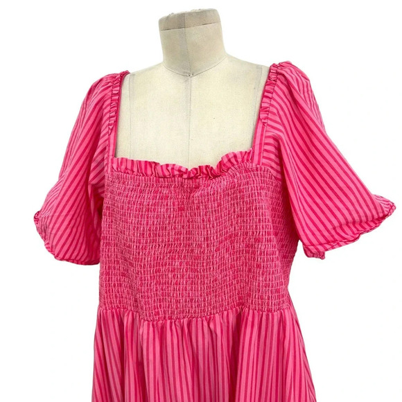 Draper James‎ Deana Smocked Dress in Pink Stripe Size XXL - Picture 3 of 8